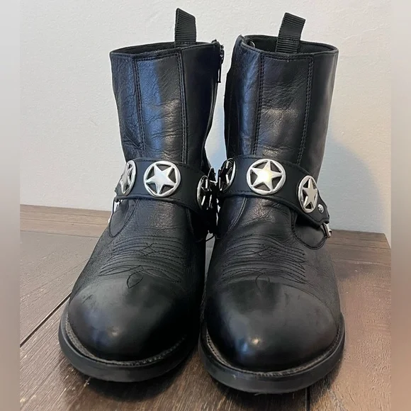 Laredo Black Leather Harness Chain Boots Mens size 11 D - Picture 7 of 12